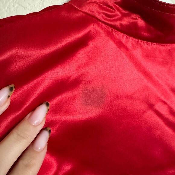 Vintage Betty Boop Satin Bomber Jacket Sz Medium Oversized Red - Picture 9 of 9